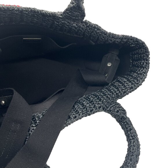 Prada Black Multi Raffia Circle Tote - Picture 11 of 12